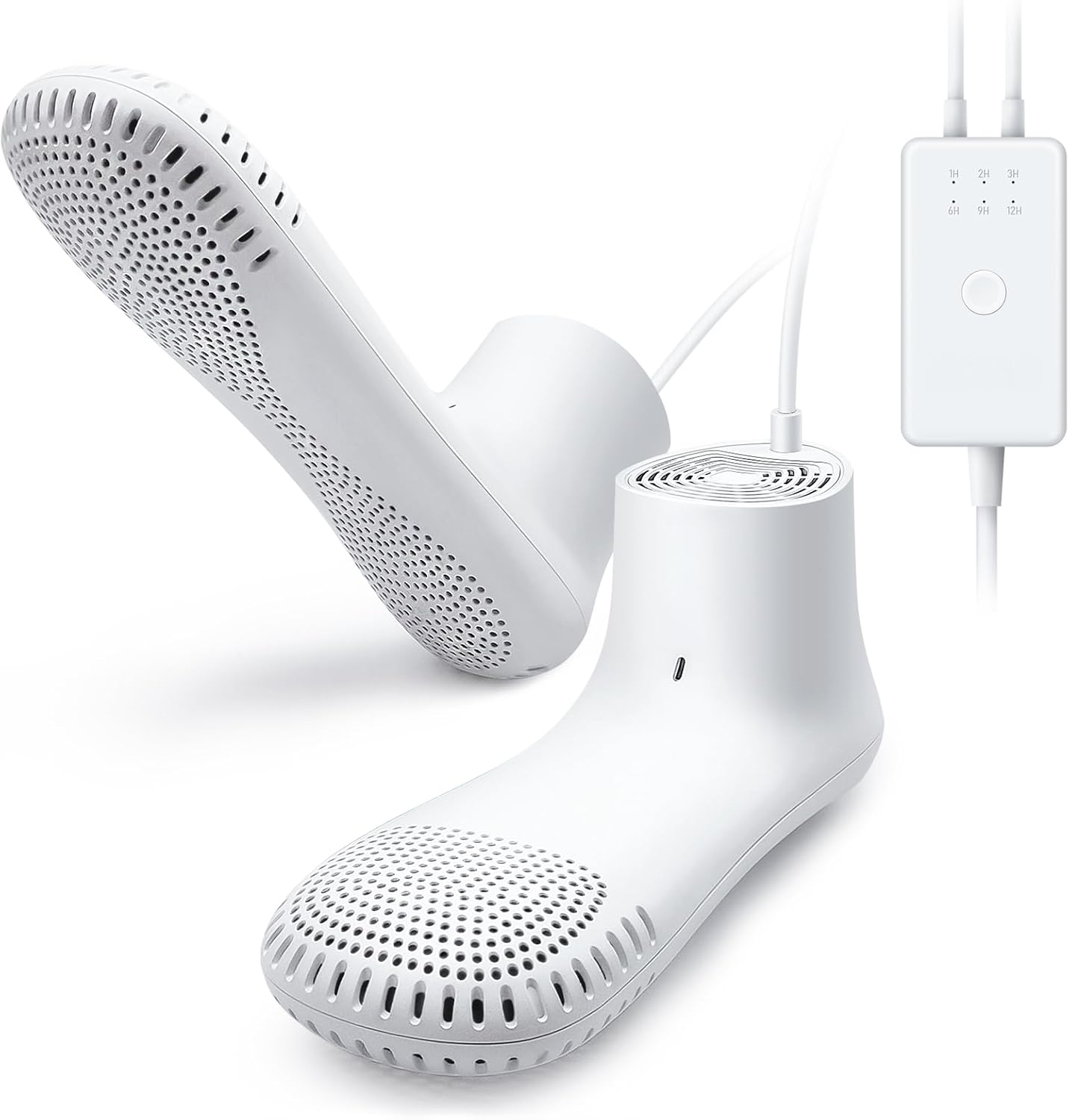 Overall design, portability, and the core identity of the product as a compact shoe dryer and deodorizer.