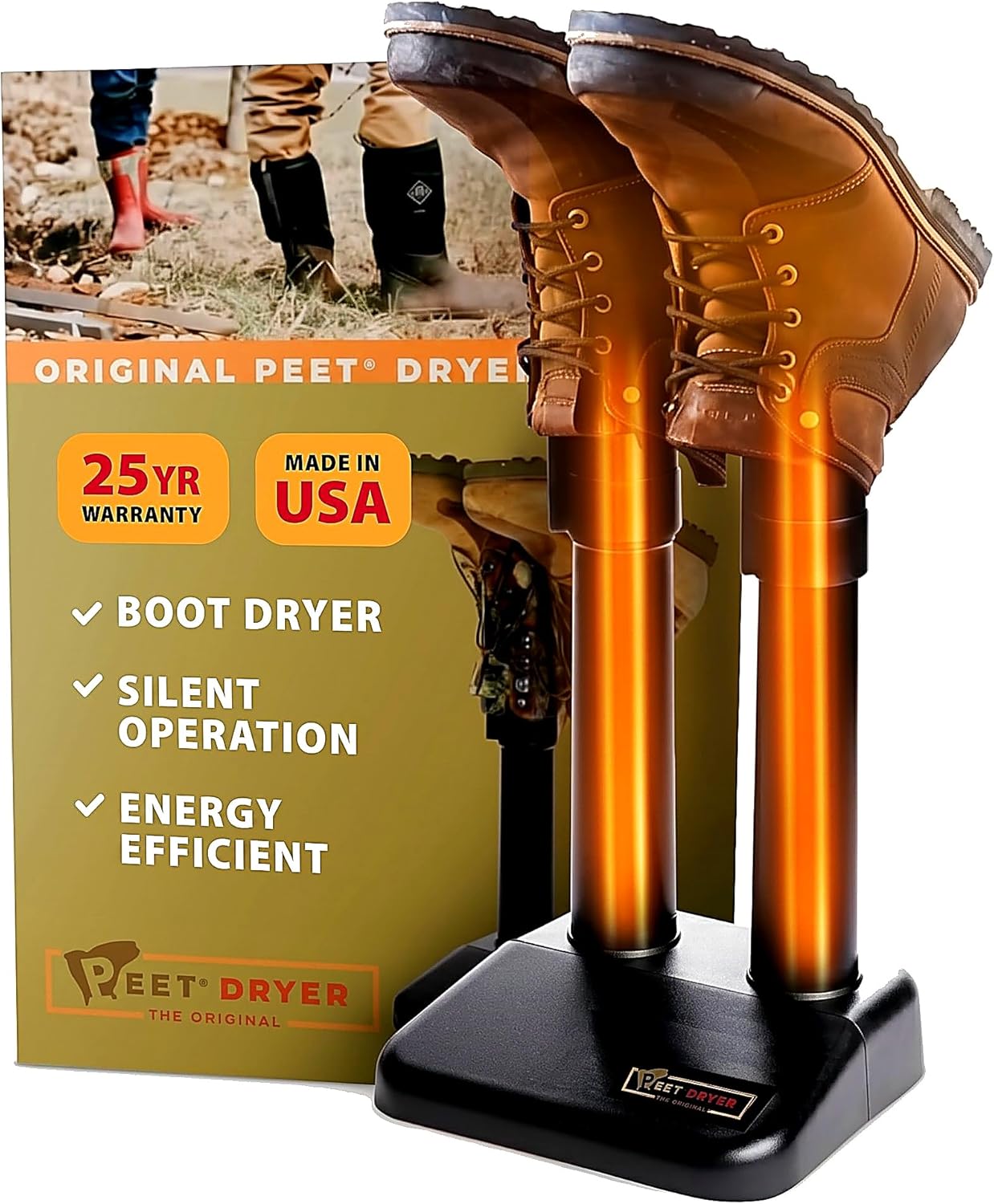 Overall product shape, size, and intended use for drying boots and shoes.