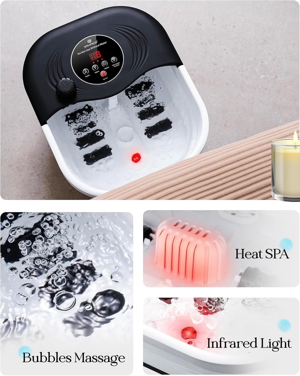 Shows the extra foot-care component that helps with rough skin and callus treatment.