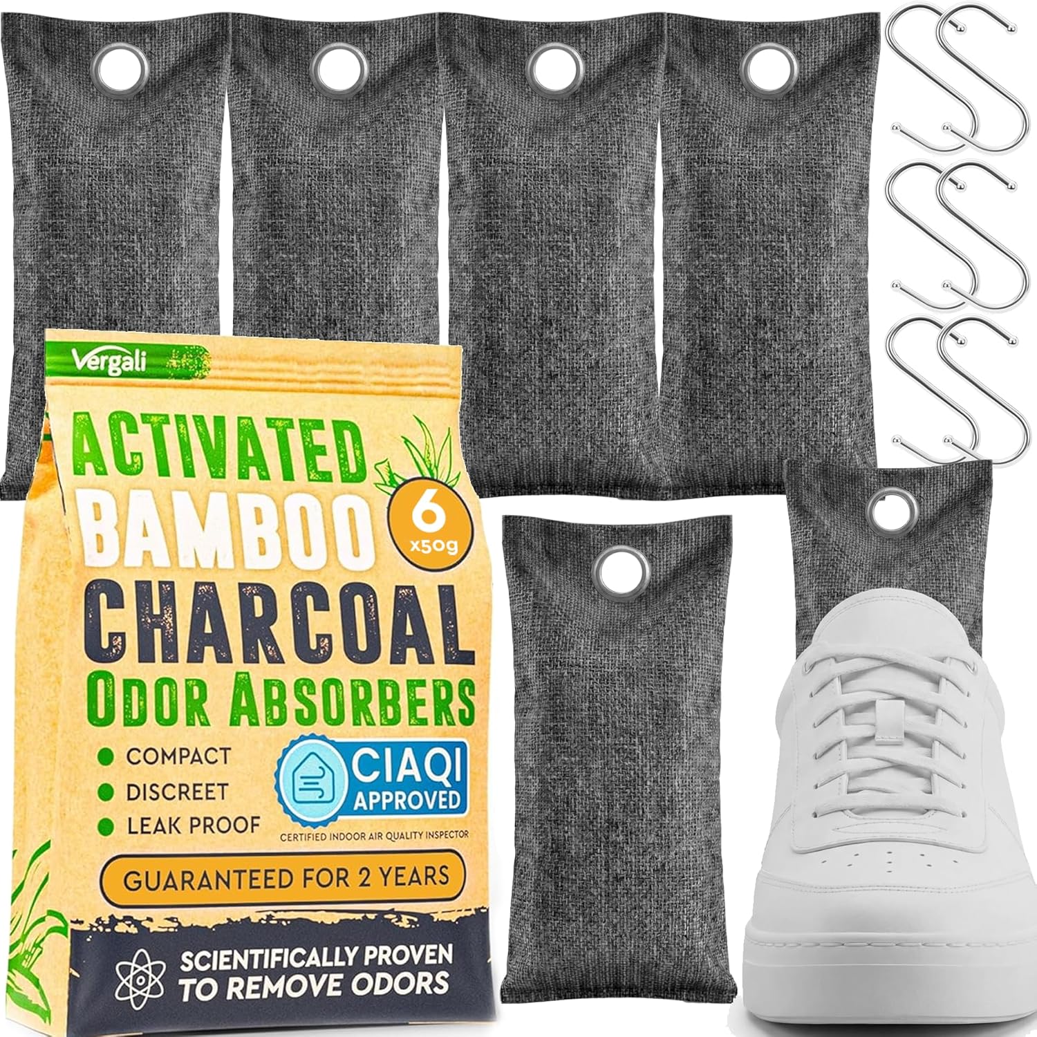 Activated Charcoal Shoe Odor Elimination Bags. Remove Strong Odors In Car, Closet, Basement. 6 Activated Charcoal Bags Odor Absorbers For Home. Bamboo Charcoals Air Purifying Bag Charcoals Deodorizer