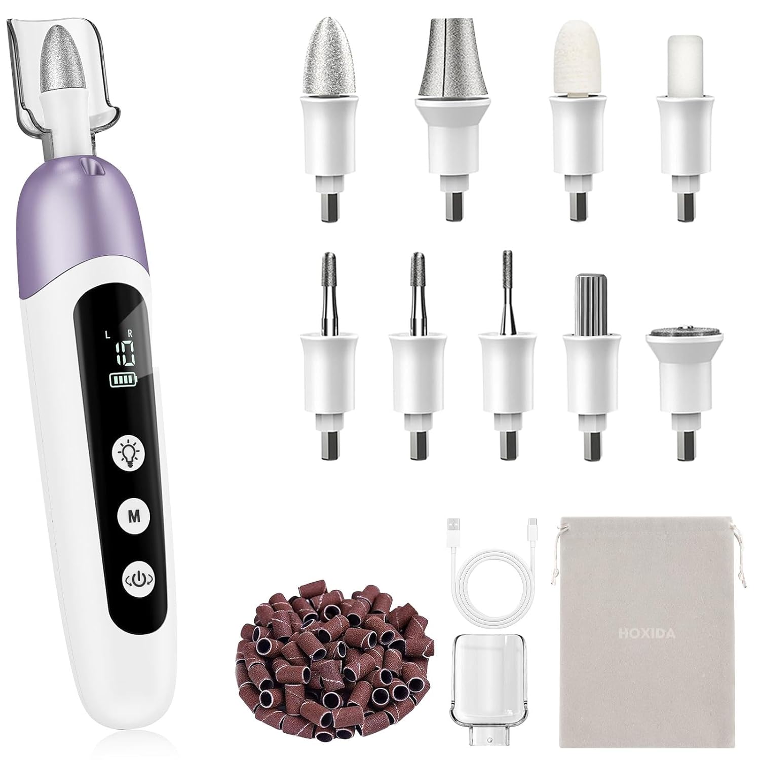 Professional Manicure Pedicure Kit With Memory Modes, Cordless Electric Nail File Set 10 Speed Portable Nail Drill Machine, Pedicure Tools For Feet, Hand Foot Care Tool For Thick Nail Toenail Cuticle