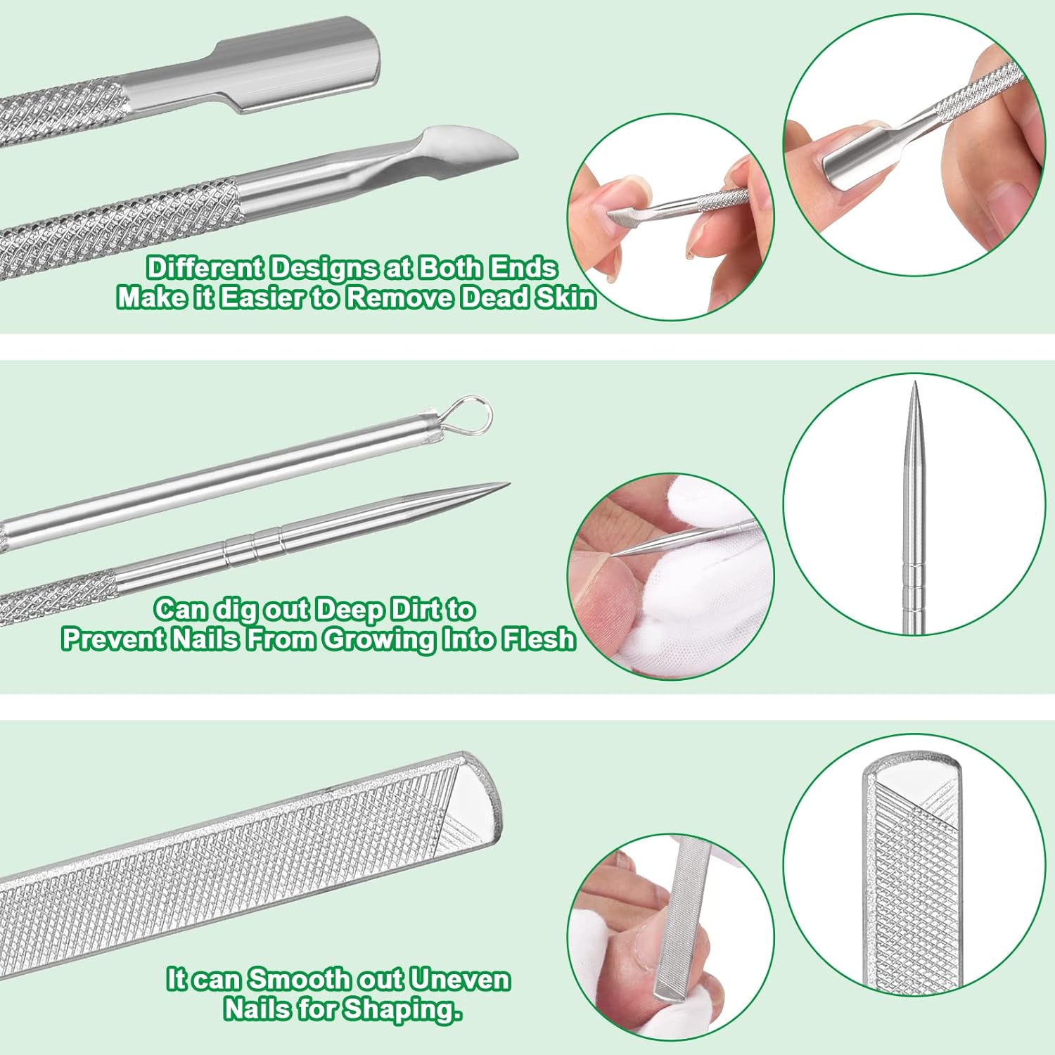 6-Pack Ingrown Toenail File And Lifters, Professional Surgical Stainless Steel Ingrown Toenail Removal Tool Kit, Manicure Treatment Pedicure Tools For Feet Under Nail Cleaner Correction Polish Pain