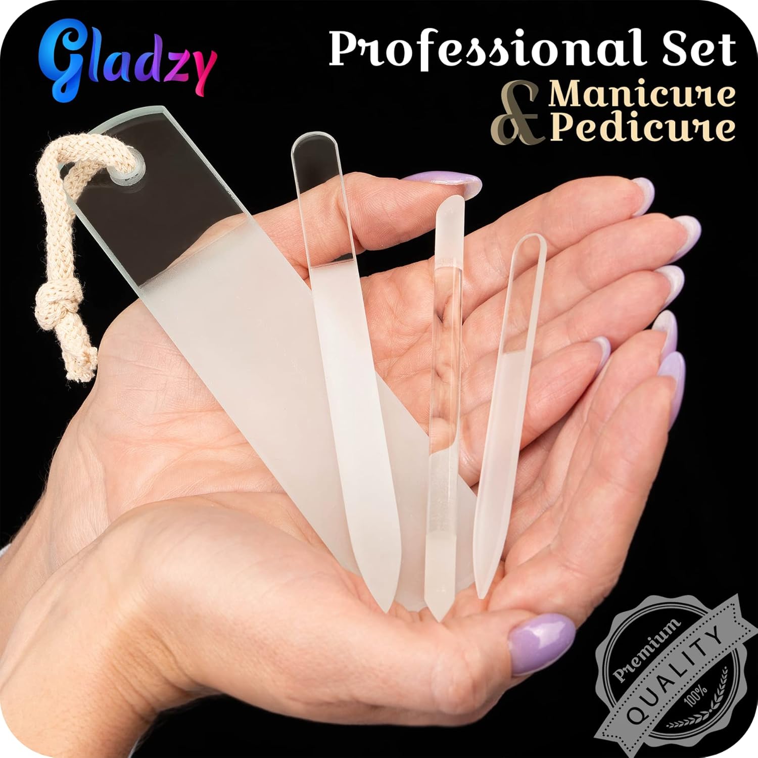 Helps highlight material quality, double-sided filing, and the precision of the glass surface.