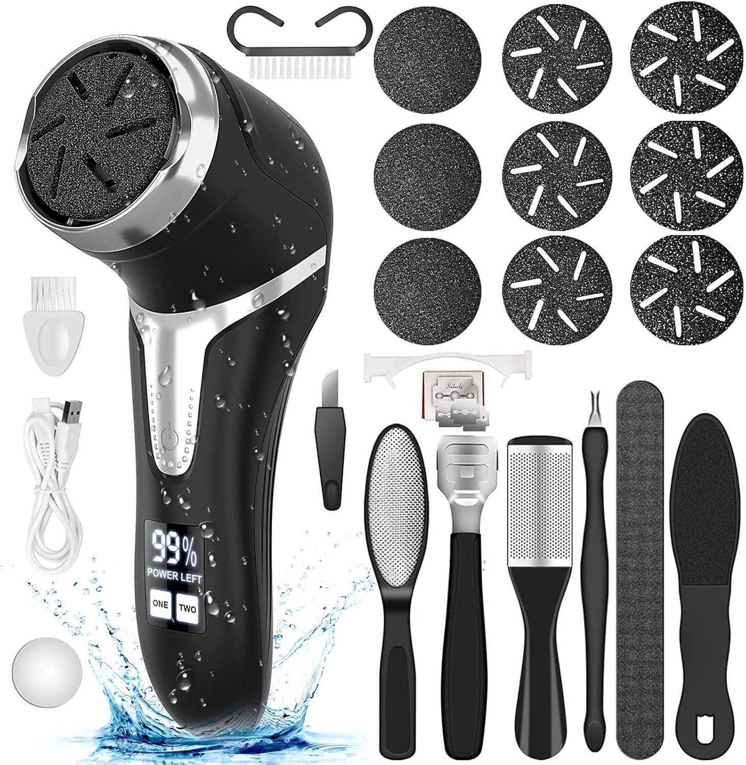 Highlights the full kit presentation and helps communicate the product as a complete home pedicure solution.