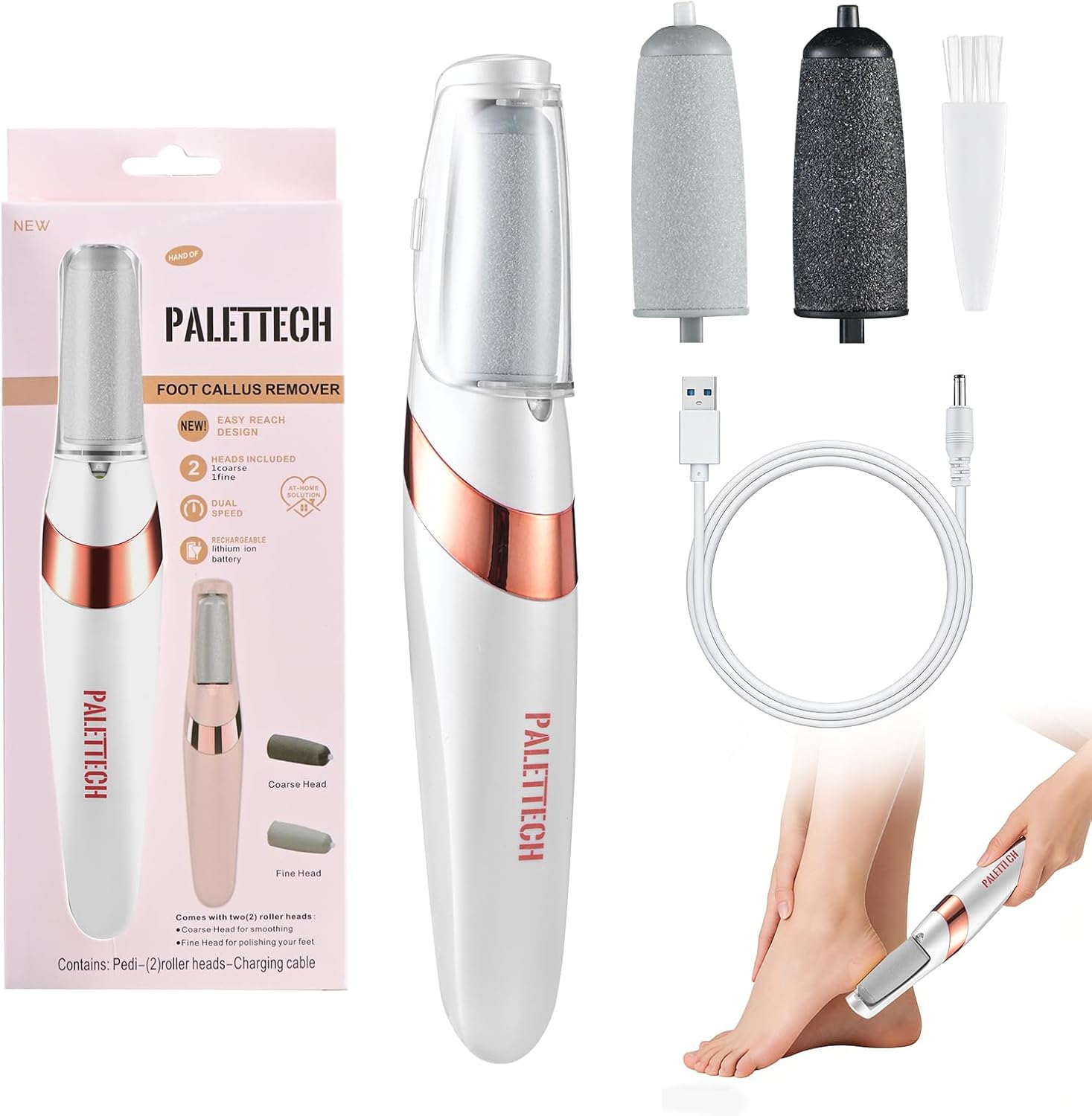 Emphasizes the overall design, finish quality, and first impression of the device as a giftable at-home foot care tool.