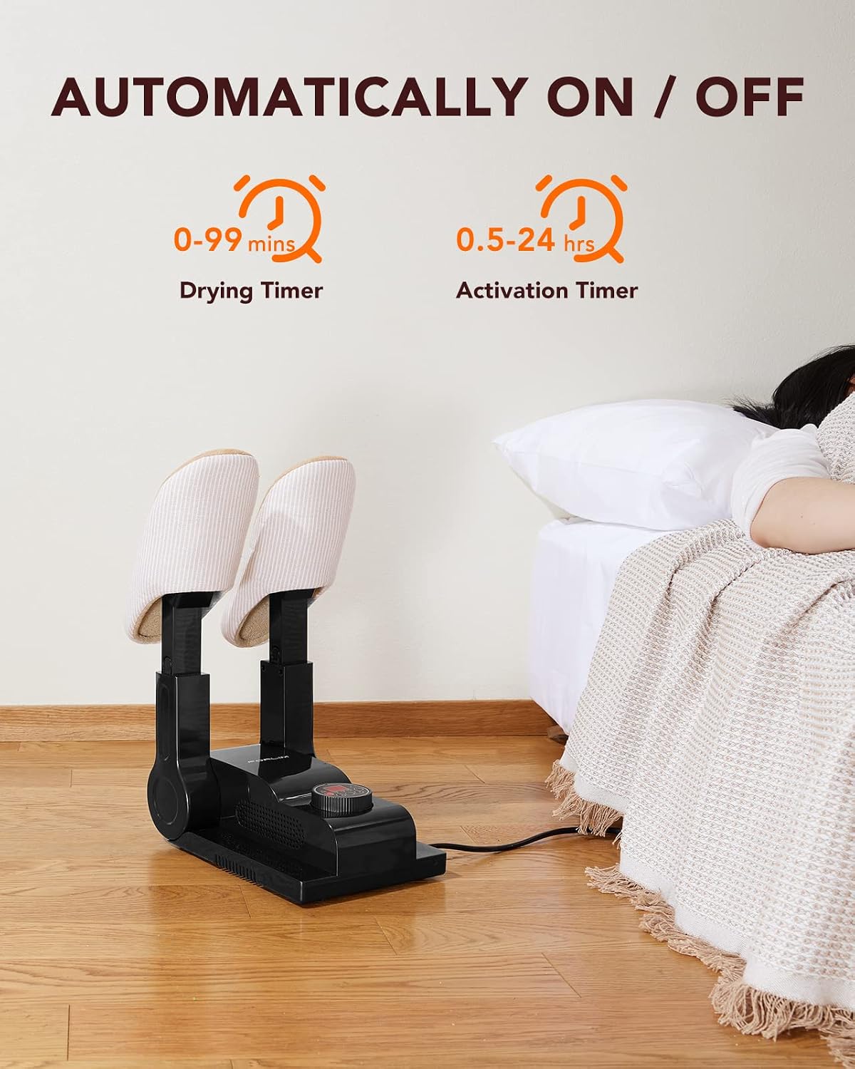 Timer controls, temperature modes, and auto-off functionality.