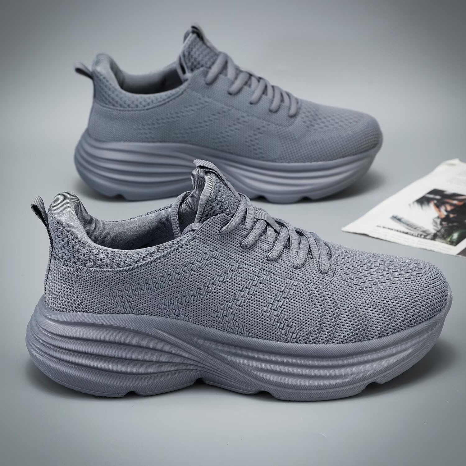 Wja Men's Non Slip Walking Shoes Lightweight Breathable Casual Running Shoes Fashion Sneakers Mesh Workout Sports Shoes