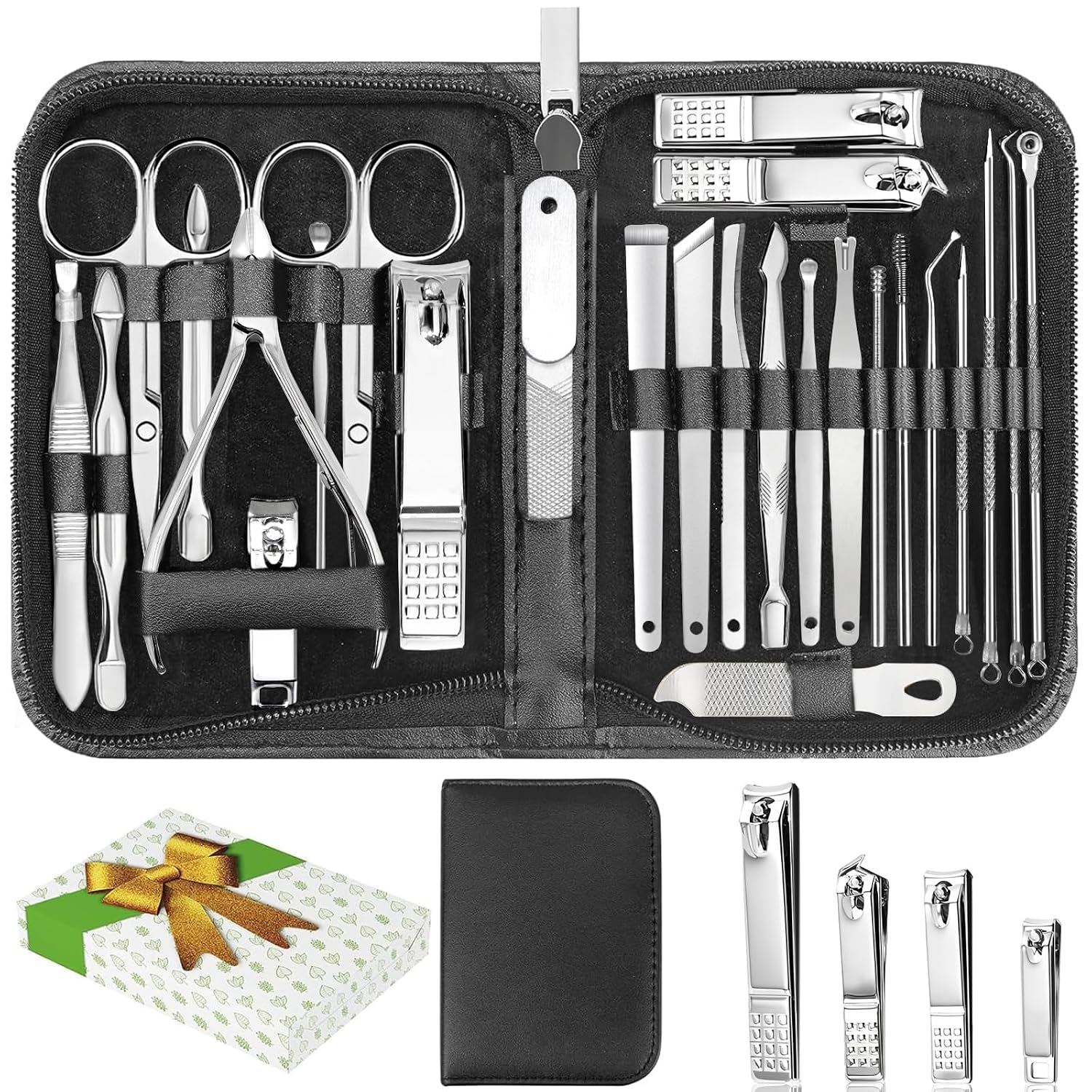 Highlights the all-in-one nature of the 26-piece set and the compact travel-case presentation.