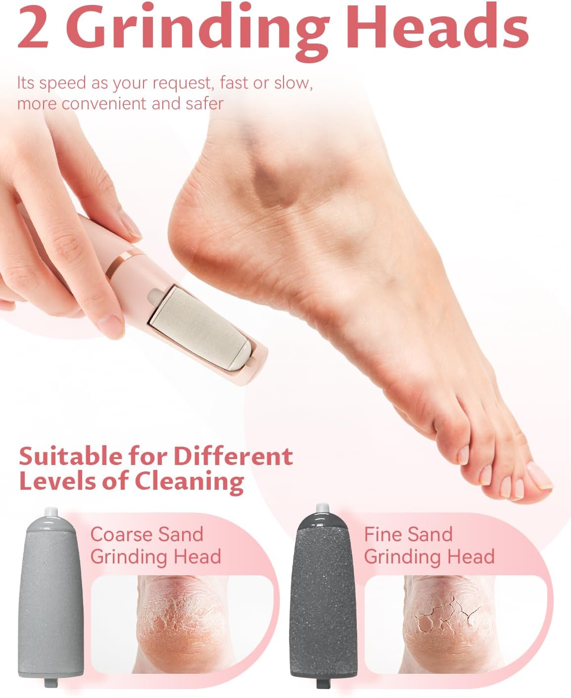 Callus Remover, 2026 Upgraded 3Rd Electric Callus Removers For Feet, Foot File Callus Remover Pedicure Tools With 2 Speeds, For Dry/Calluses/Cracked/Hard Skin - Soft Smooth Skin (Pink)