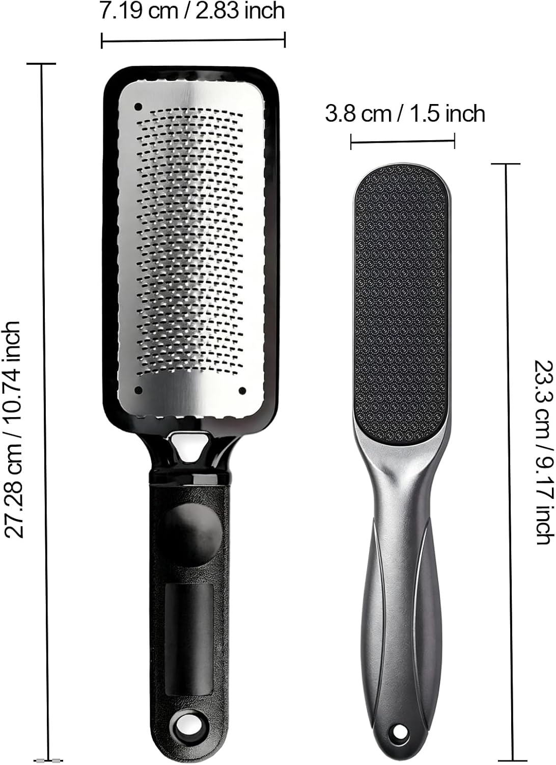 Foot File Set - Professional Stainless Steel Foot Scrubber | 2-In-1 Pedicure Tools For Dead Skin, Callus, Cracked Heels, Foot Care Kit For Men & Women