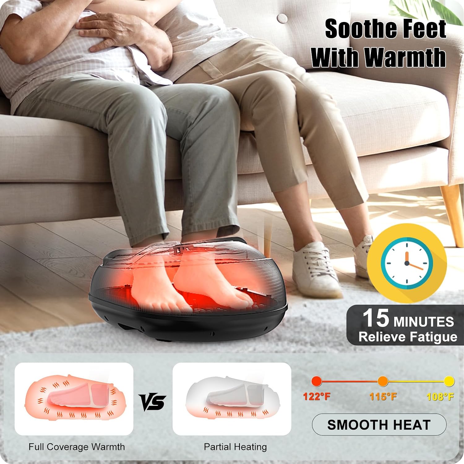 Technical therapy elements such as targeted pressure and massage coverage across the foot.