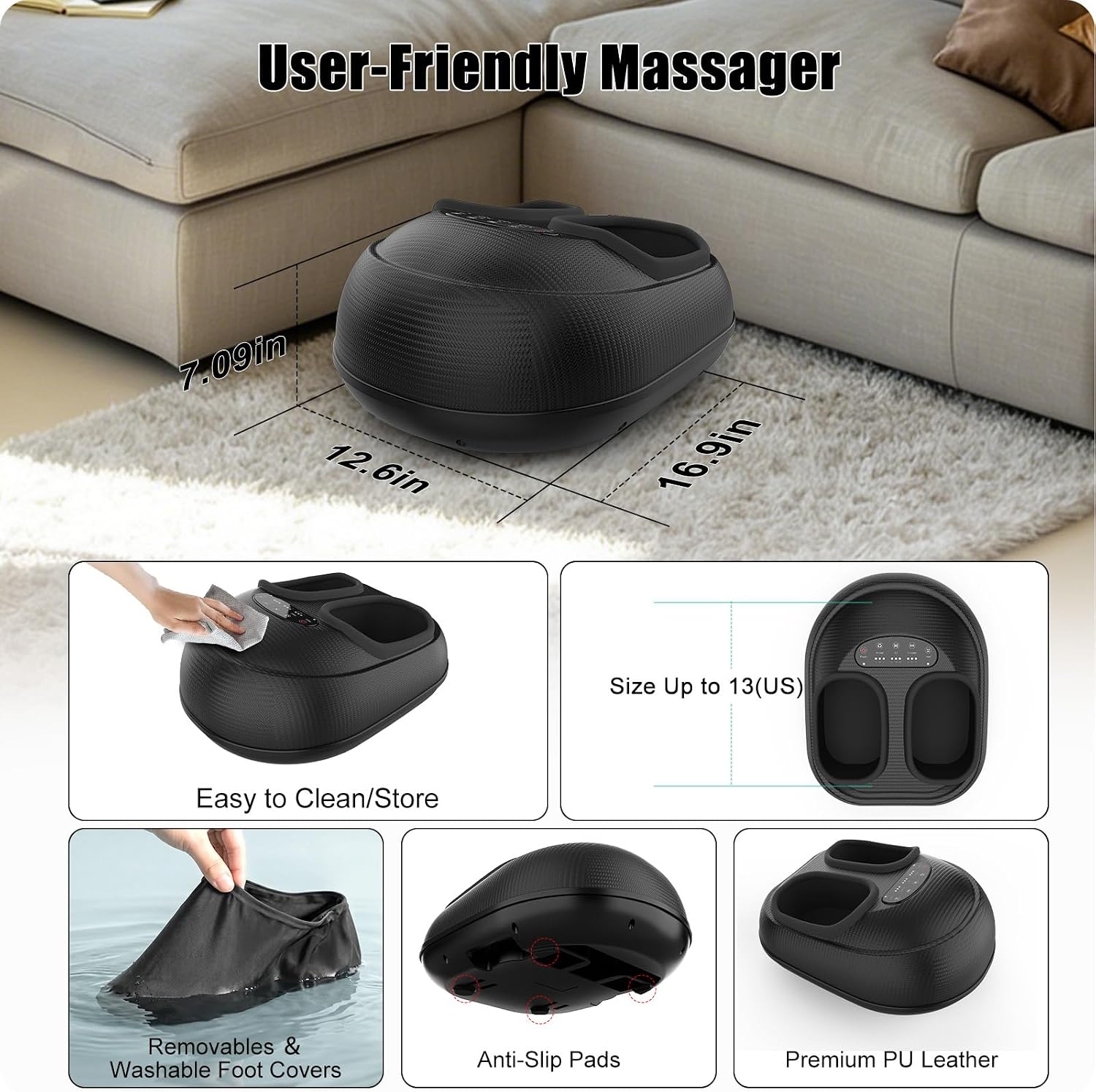 Shiatsu Foot Massager Machine With Heat : Deep Kneading Foot Massage With Vibration & Compression For Plantar Fasciitis & Neuropathy Pain Relief, Deep Tissue Foot Massager
