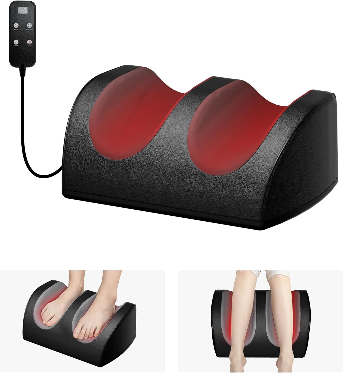 Lingteng Foot Massager With Heat And Foot Massage, Electric Foot Massager With Cord Remote Control, Birthday Gifts For Mom And Dad (Black - Corded Electric)