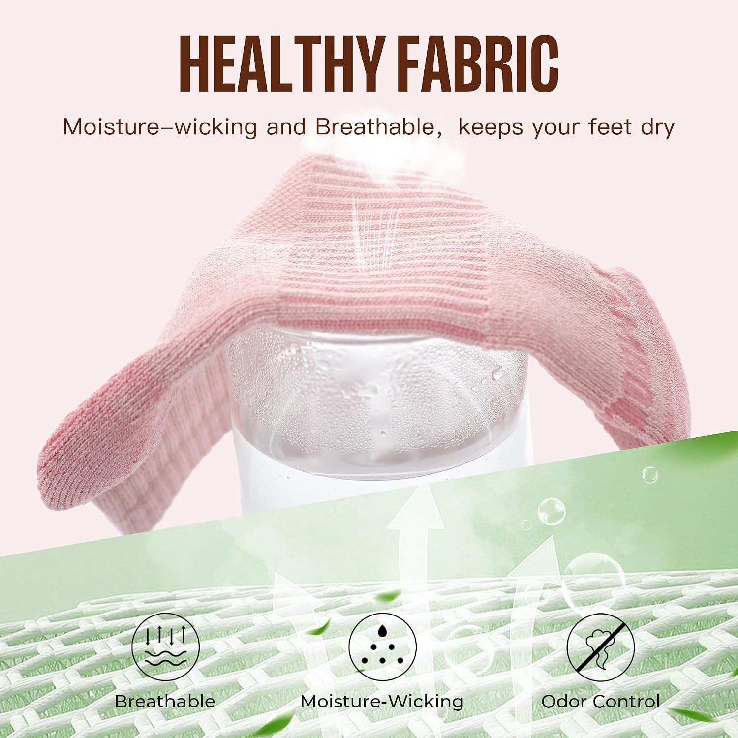 Fabric feel and performance claims, especially the bamboo-viscose blend and sweat-control positioning.