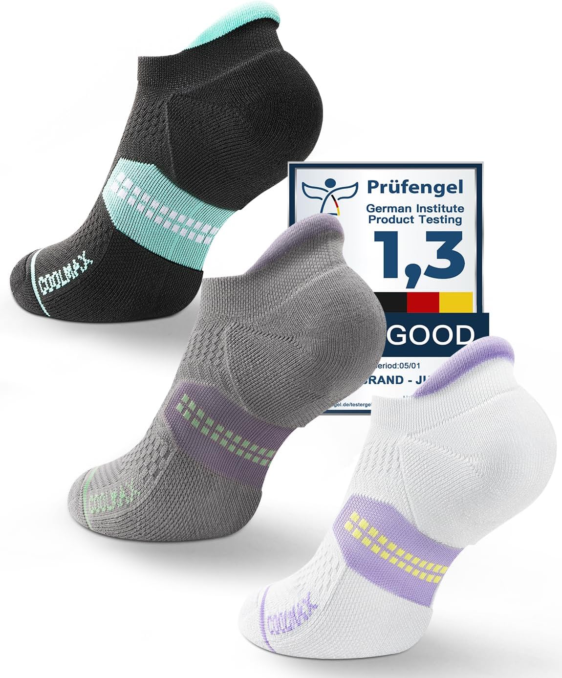 Juclise Women's Coolmax Bamboo Viscose Compression Running No Show Athletic Socks, Anti Blister Moisture Wicking