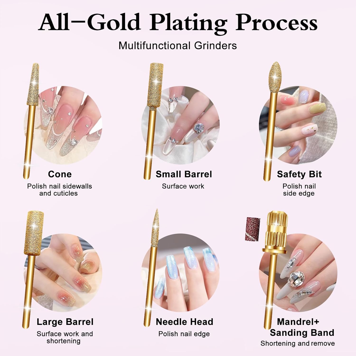 Alety Electric Nail Drill Kit - Portable File For Acrylic Gel Nails, Professional Machine Efile Manicure Pedicure Tools With Gold Drill Bits For Home Salon Use