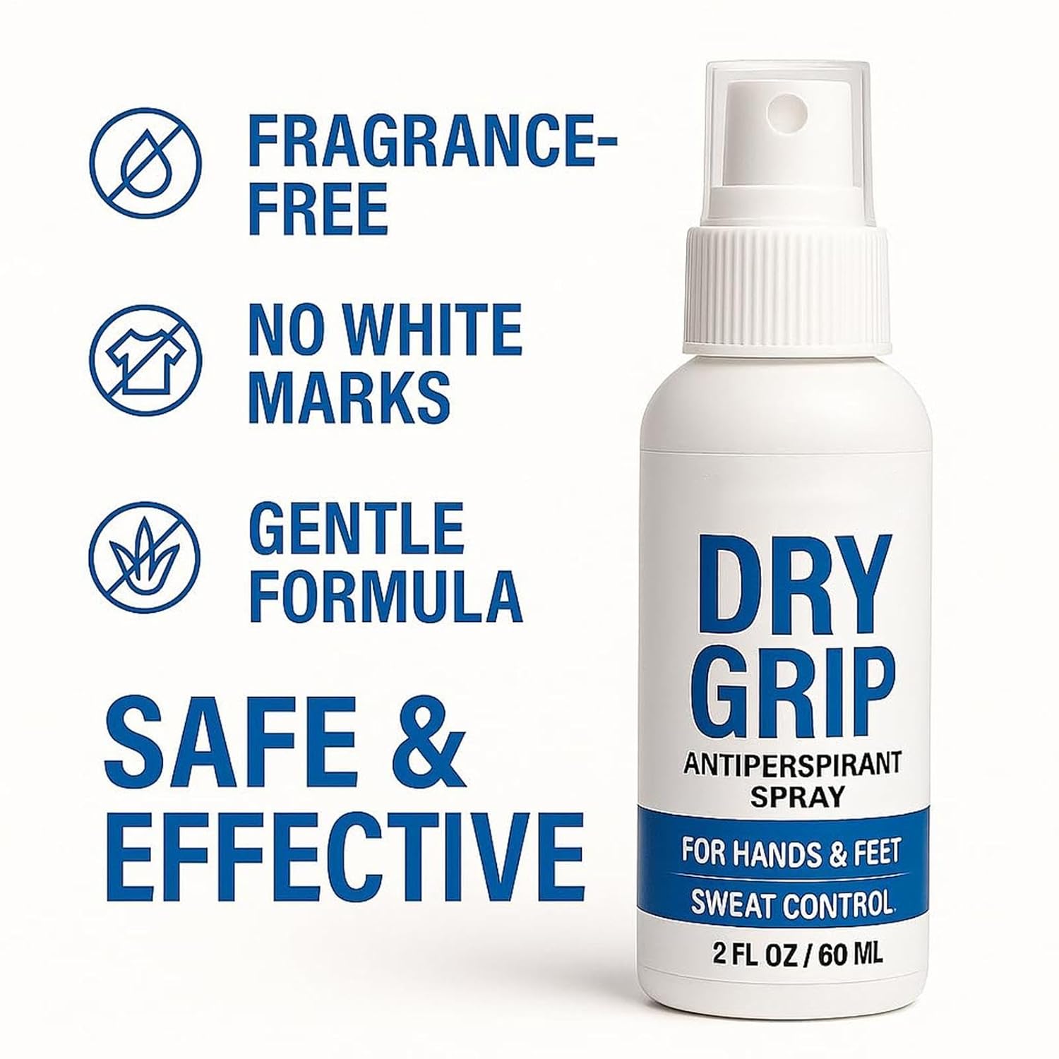 Communicates the main promise: sweat reduction, fast drying, and non-sticky comfort.