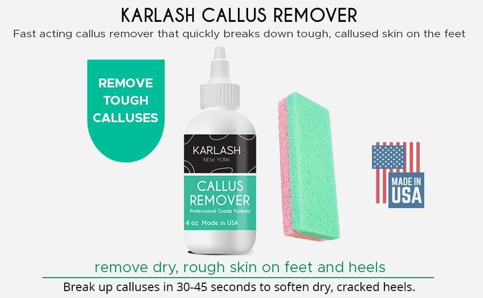 Karlash Callus Remover Gel For Feet And Foot Pumice Stone Scrubber Kit Remove Hard Skins Heels And Tough Callouses From Feet Quickly And Effortless 4 Oz (4 Ounce)