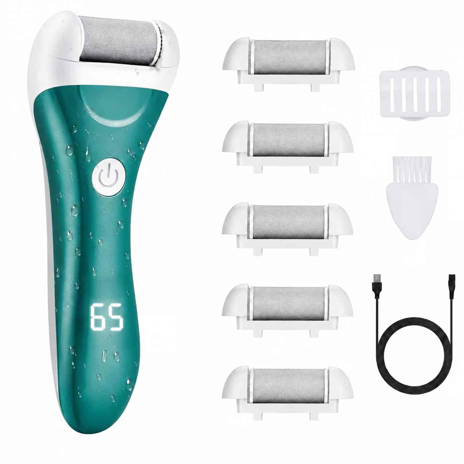 Highlights the overall design, color, and handheld form factor of the callus remover.