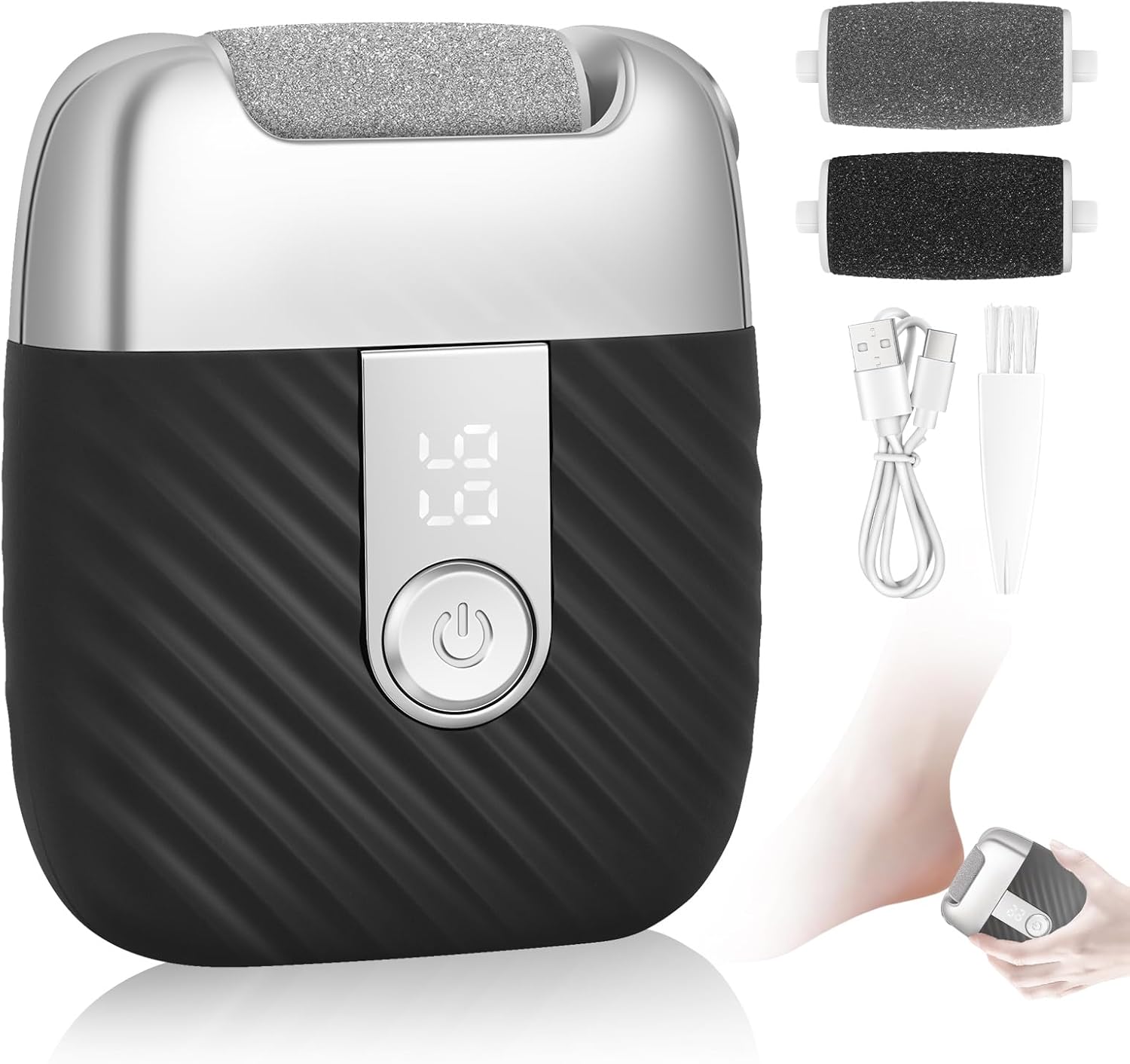 Overall product appearance, compact form factor, and the main selling point as a rechargeable callus remover.