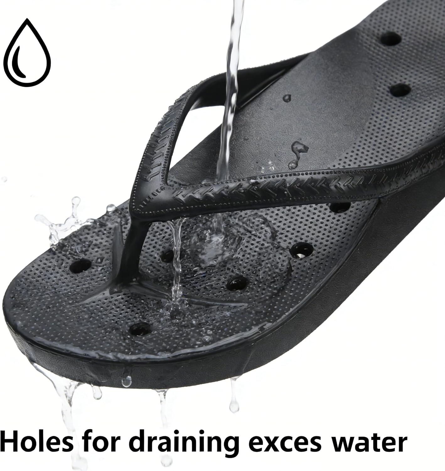 Draws attention to traction, drainage, and wet-surface performance.