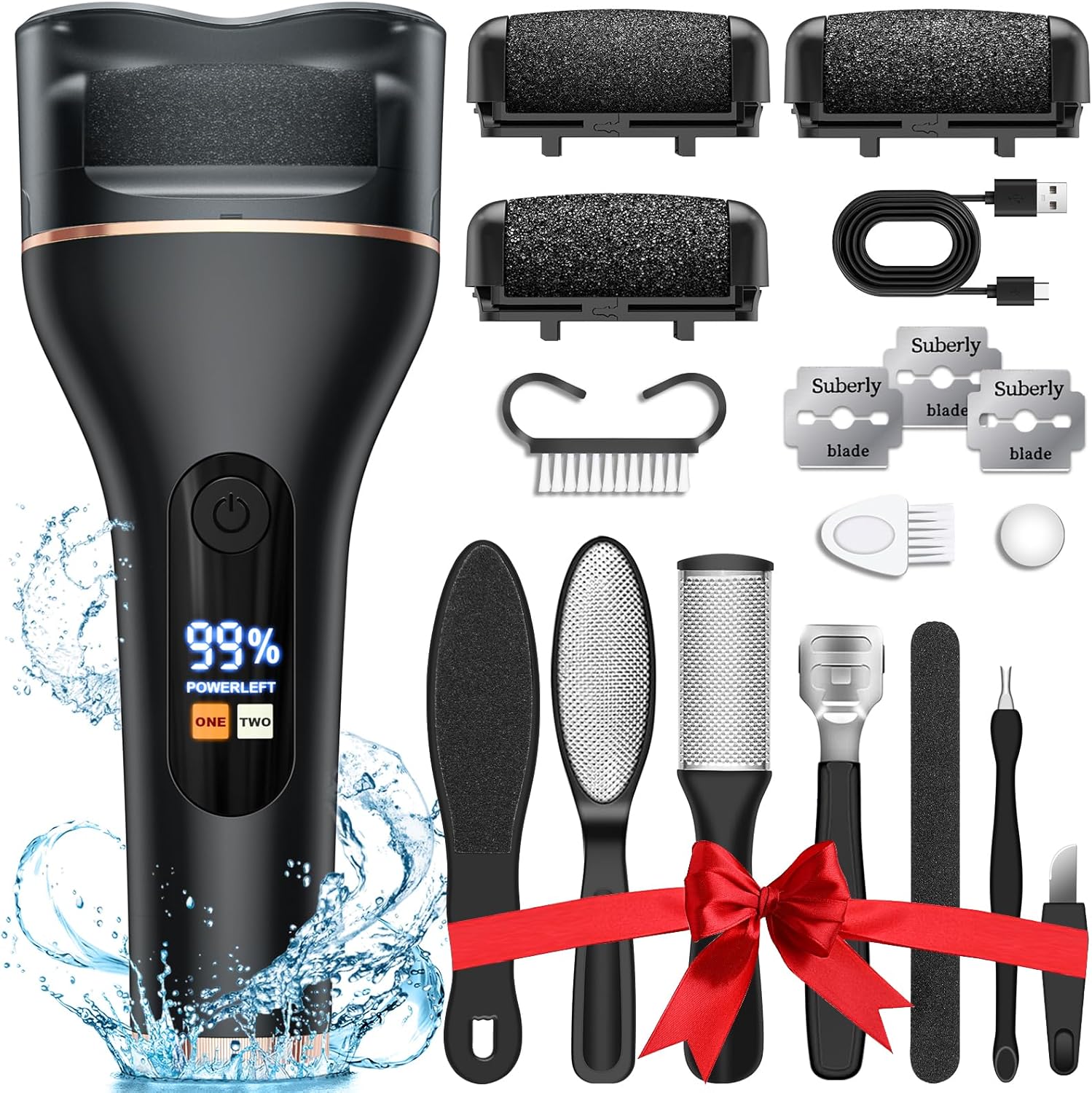 Electric Callus Remover For Feet Rechargeable Portable Electronic Foot File Pedicure Tools 16 In 1 Foot Callus Remover Kit Foot Scrubber Professional Foot Care To Remove Dead Skin Hard Skin Dry Cracks