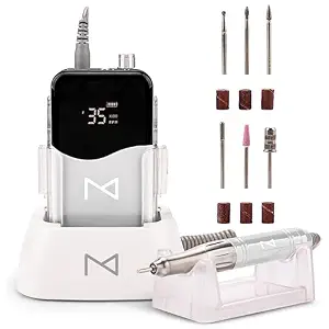M Mase- Professional Nail Drill Machine, Coreless 2-In-1, 35000 Rpm (White)