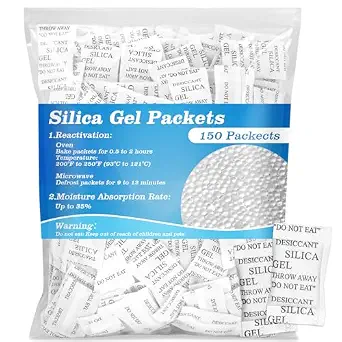 Sukh 150Pcs Silica Gel Packets - 2G Desiccant Beads Moisture Absorbers
