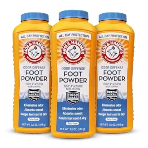 Arm & Hammer Odor Defense Foot Powder For Shoes & Feet, 7 Oz, 3 Pack