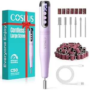 Coslus C50 Portable Cordless Electric Nail Drill, 12 Speeds & LED Display
