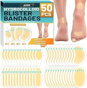 Arme Hydrocolloid Bandages, Gel Blister Bandages For Feet 50Pcs 4 Shape