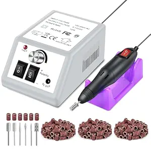 Lavaed Professional Electric Nail Drill Machine Kit - Low Noise Vibration With 156Pcs Sanding Bands For Acrylic Nail Drill, Gel Art Remover, Polisher, Manicure, Pedicure