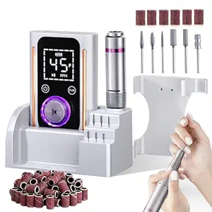 Nail Drill, Portable Electric Nail File 45000Rpm, Rechargeable Nail Drill Professional With Bits & Base, For Acrylic Gel Nails, E-File Machine, Manicure Polishing, For Salon Home, White
