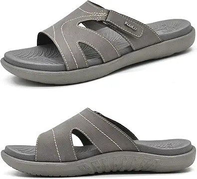 Kuailu Womens Fashion Orthotic Slides Arch Support Slip On Walking Sandals