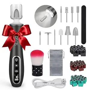 Pelcas Electric Nail Drills, Professional Cordless Nail File Kit With Light, 10 Speeds Manicure & Pedicure Kit For Human, Pet, Thick Toenails, Natural & Acrylic Nails Grey