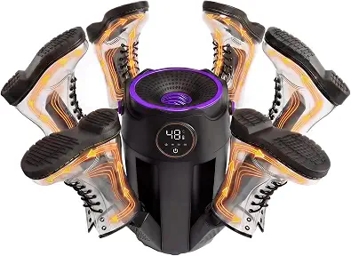 Boot Dryer And Shoe Dryer, 6-Arm Telescopic Drying Rack, Electric Foldable Machine With Fan, 3-Stage Timer, Fast Warmer For Ski Boots, Gloves, Hockey Skates, Shoes (Black)