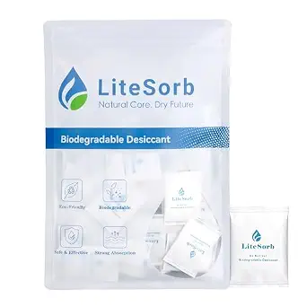 Moisture Absorption Desiccant Packs(2G X 50Pcs),Silica Gel Packets Alternative,Food Safe Plant Fiber