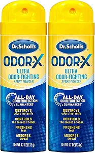 Dr. Scholl’s Odor-X Odor-Fighting Spray-Powder // All-Day Odor Protection And Sweat Absorption - Packaging May Vary (Pack Of 2)