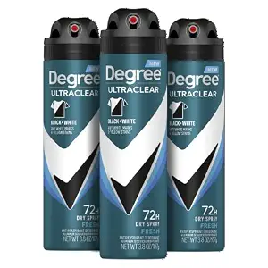 Degree Men Antiperspirant Spray Black + White 3 Count Protects From Deodorant Stains Instantly Dry Spray Deodorant 3.8 Oz