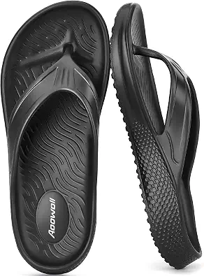 Aoowoll Flip Flops For Men With Arch Support Non-Slip Thong Beach Sandals
