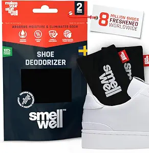 Smellwell - Scented Shoe Deodorizer Inserts - Odor Eliminators - Activated Bamboo Charcoal + Minerals - Natural Fresheners For Shoes, Bags, Gloves - 2 X 1.8Oz Original Size - Black Zebra