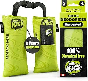 Mr.kics - Shoe Deodorizer Insert, Activated Charcoal Odor Eliminator, Moisture Absorber For Shoes, Gym Bags, Boxing Gloves, Cleats, Sports Gear - Xl 2-Pack (Yellow, Xl)