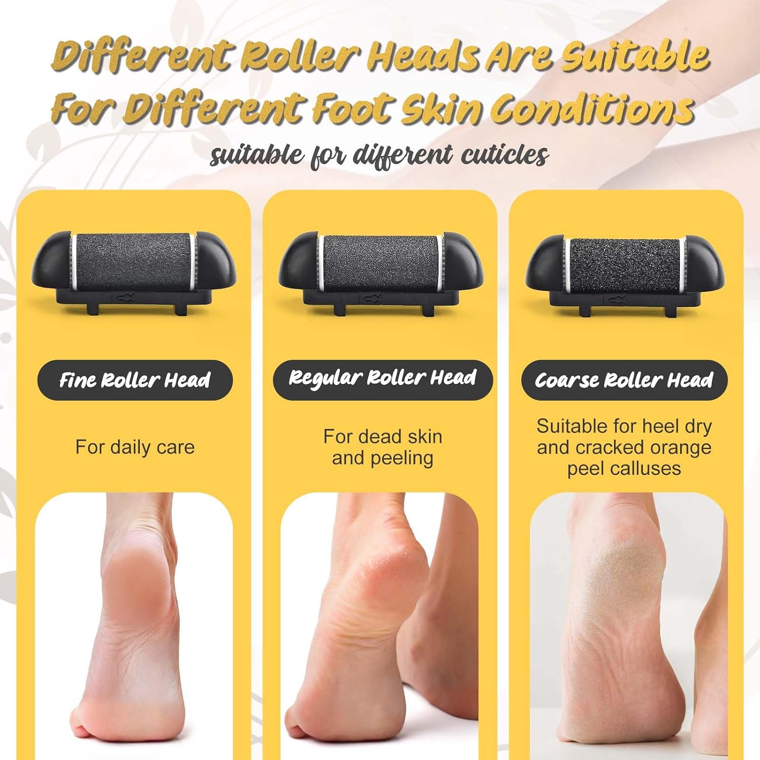 9 Pack Replacement Roller Head For Electric Callus Remover Electric Refill Heads For Electric Callus Remover Foot Grinder,Extra Coarse Regular Coarse Fine Coarse(Excluding Machine)