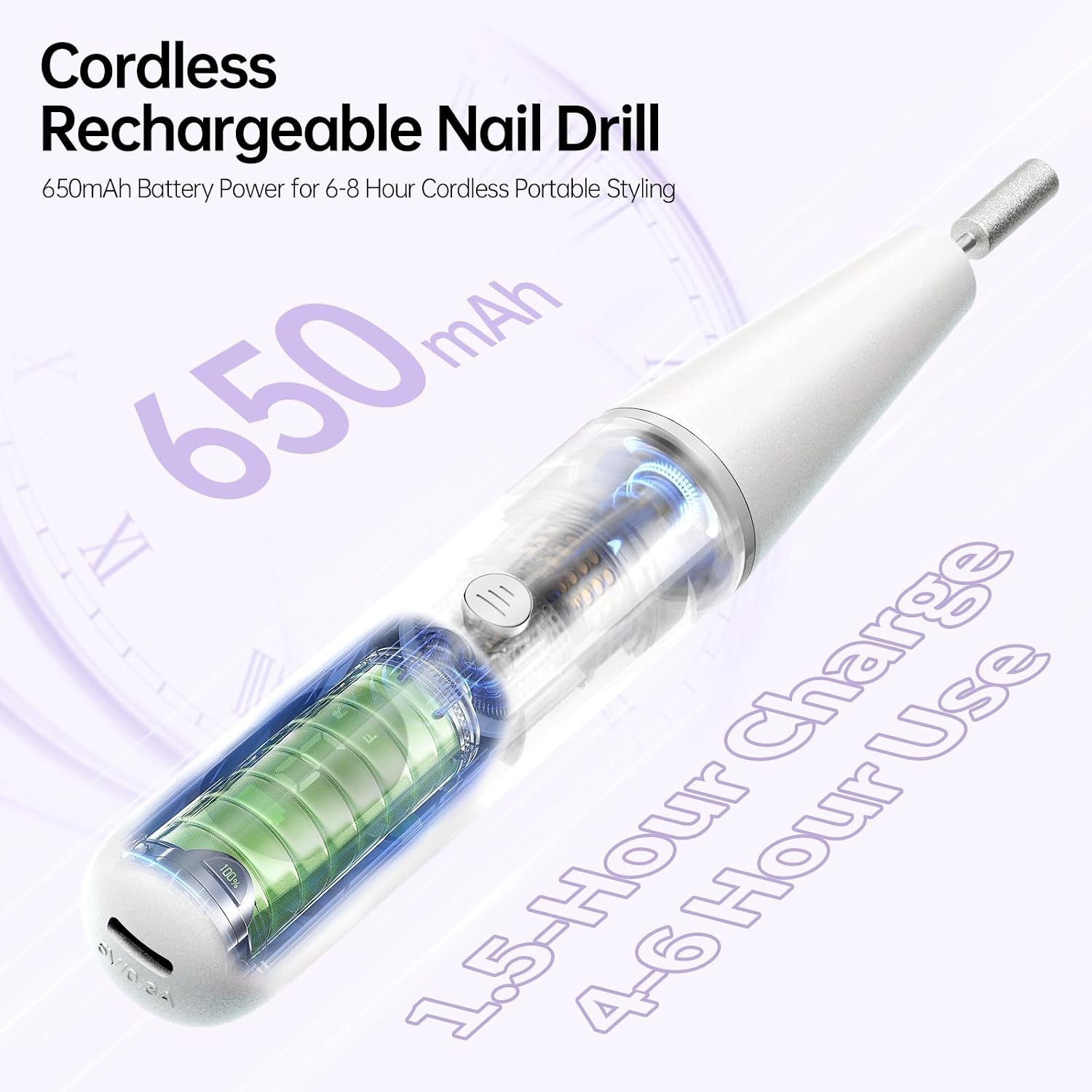 Ccigedy Cordless Electric Nail Drill File For Acrylic & Gel & Dip Powder