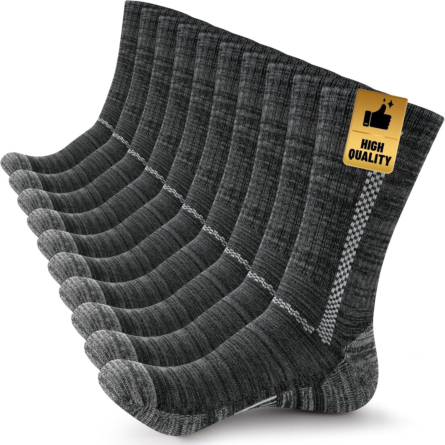 Heatuff Mens Cushion Crew Socks Athletic Breathable Moisture Wicking Boot Socks For Sports Running 5 Pairs