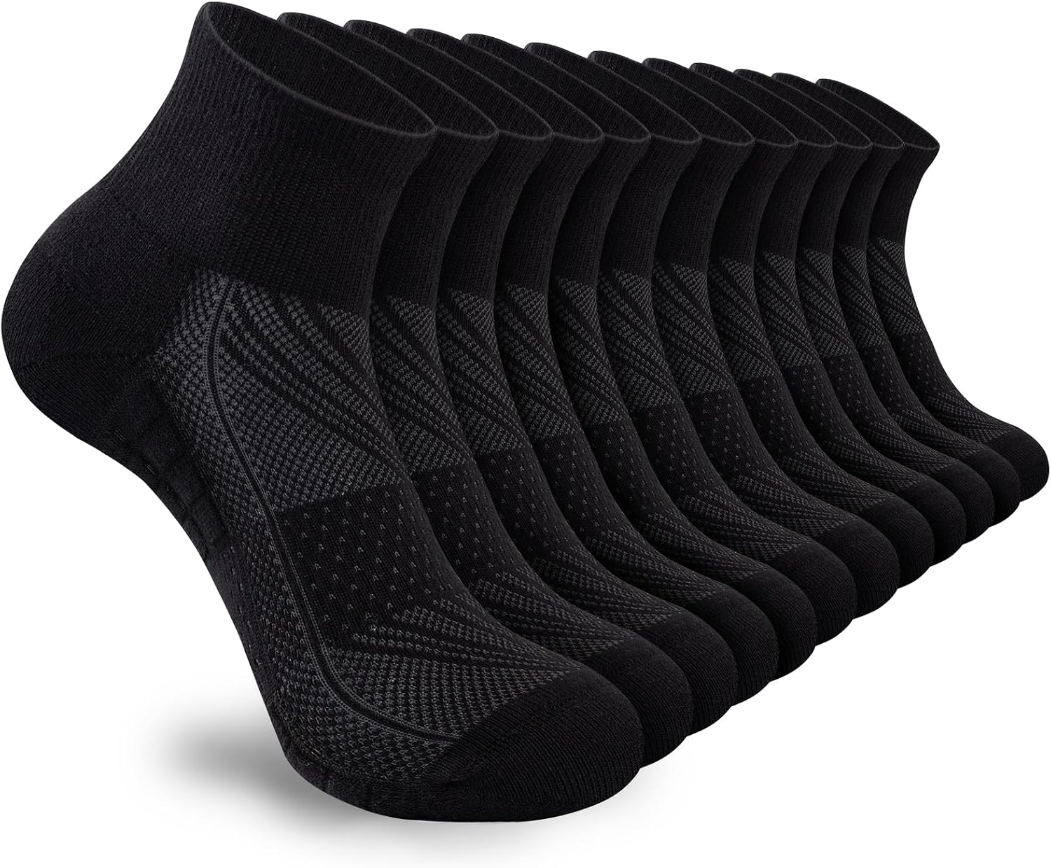 Ankle Socks Women White Black, 6/12 Pairs Running Quarter Socks