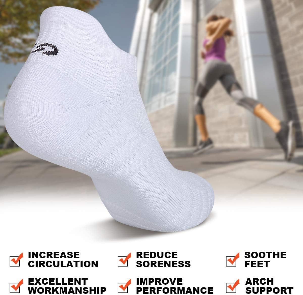 Lapulas Athletic Running Ankle Socks, Low Cut Cushioned Anti-Blister Tab Sports Socks Men Women 6Pairs