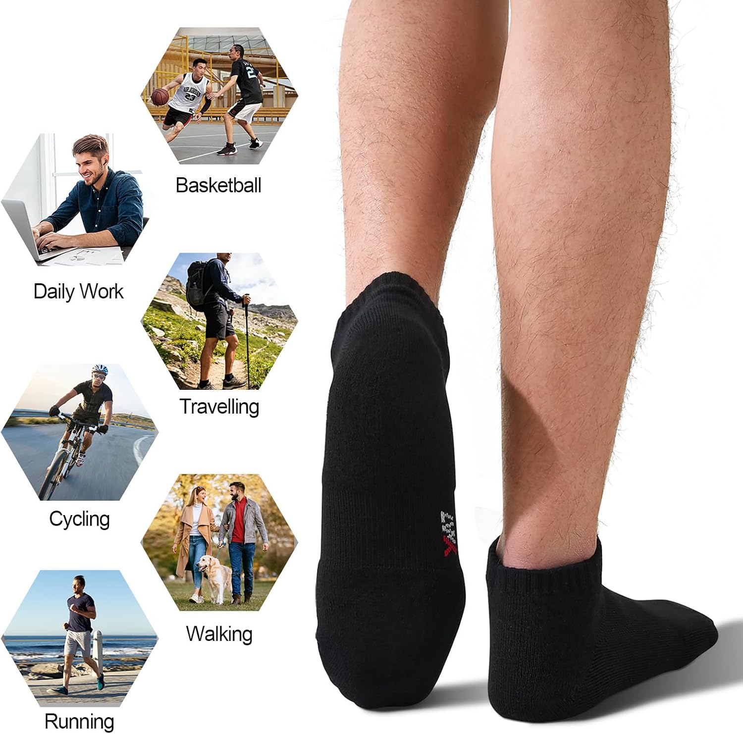Lwk Men's Ankle Socks, Thick Cushioned Bamboo Socks 10-Pack Gift Box