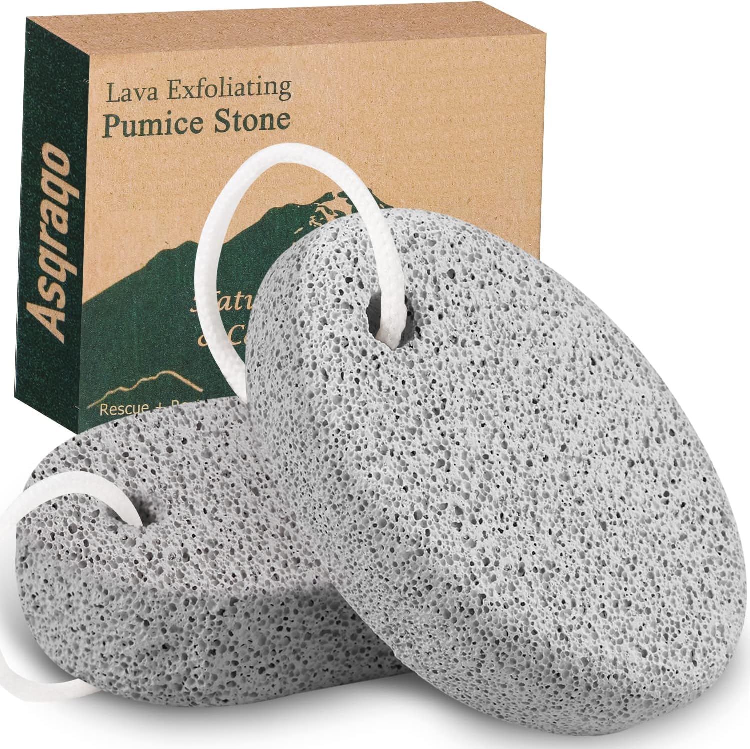 2Pcs Natural Pumice Stone, Asqraqo Lava Pedicure Tools Hard Skin Callus Remover For Feet And Hands - Foot File Exfoliation To Remove Dead Skin, And Callusess