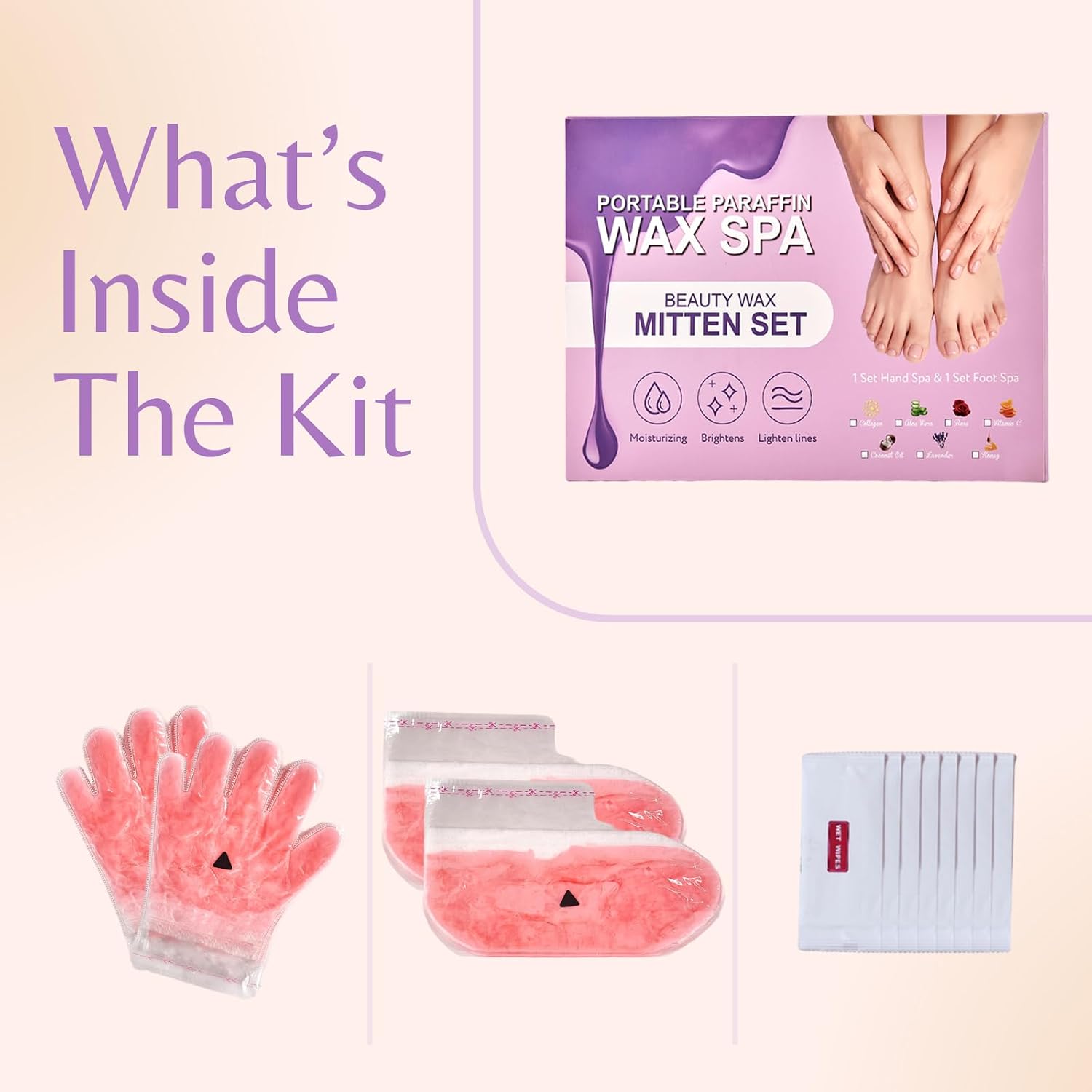 Paraffin Wax Hand And Foot Treatment Kit, Heatable Gloves & Booties - Rose